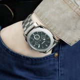  Shop Authentic Fossil Machine Chronograph Black Dial Silver Steel Strap Watch for Men - FS4776 - Luxxuri