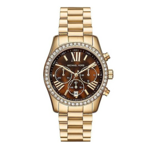 Shop Authentic Michael Kors Lexington Chronograph Brown Dial Gold Steel Strap Watch For Women - MK7276 - Luxxuri