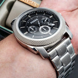  Shop Authentic Fossil Machine Chronograph Black Dial Silver Steel Strap Watch for Men - FS4776 - Luxxuri