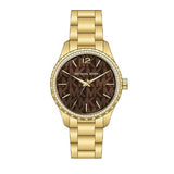  Shop Authentic Michael Kors Layton Chronograph Brown Dial Gold Steel Strap Watch For Women - MK7296 - Luxxuri