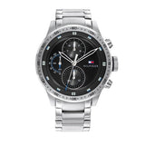  Shop Authentic Tommy Hilfiger Trent Quartz Black Dial Silver Steel Strap Watch For Men - 1791805 - Luxxuri
