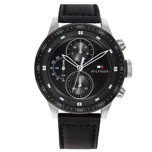  Shop Authentic Tommy Hilfiger Trent Chronograph Quartz Black Dial Black Leather Strap Watch For Men - 1791810 - Luxxuri