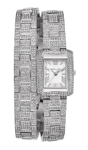  Shop Authentic Michael Kors Emery Pave Double Wrap Crystals White Dial Silver Steel Strap Watch for Women - MK4836 - Luxxuri