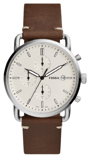  Shop Authentic Fossil The Commuter White Dial Brown Leather Strap Watch for Men - FS5402 - Luxxuri