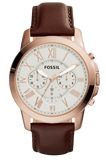  Shop Authentic Fossil Grant Chronograph White Dial Brown Leather Strap Watch for Men - FS4991 - Luxxuri