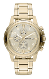 Fossil Dean Chronograph Champagne Dial Gold Steel Strap Watch for Men - FS4867