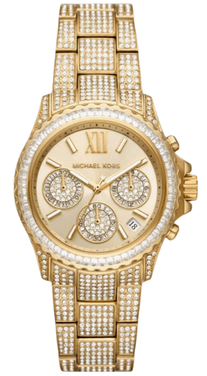  Shop Authentic Michael Kors Everest Chronograph Crystals Gold Dial Gold Steel Strap Watch For Women - MK7254 - Luxxuri
