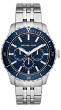 Michael Kors Cunningham Multifunction Blue Dial Silver Steel Strap Watch For Men - MK7153