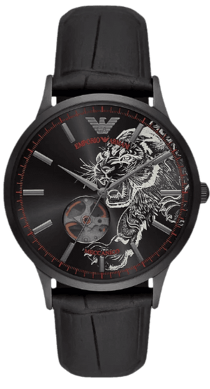  Shop Authentic Emporio Armani Meccanico Skeleton Black Dial Black Leather Strap Watch For Men - AR60046 - Luxxuri