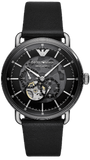  Shop Authentic Emporio Armani Meccanico Skeleton Black Dial Black Leather Strap Watch For Men - AR60026 - Luxxuri