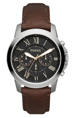  Shop Authentic Fossil Grant Chronograph Black Dial Brown Leather Strap Watch for Men - FS4813 - Luxxuri