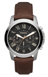  Shop Authentic Fossil Grant Chronograph Black Dial Brown Leather Strap Watch for Men - FS4813 - Luxxuri