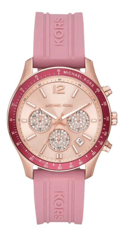  Shop Authentic Michael Kors Berkley Quartz Rose Gold Dial Pink Rubber Strap Watch for Women - MKO1039 - Luxxuri