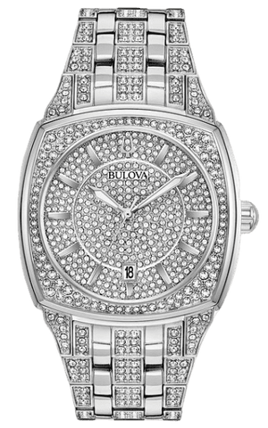  Shop Authentic Bulova Phantom Swarovski Crystal Pave Silver Dial Silver Steel Strap Watch for Men - 98B296 - Luxxuri