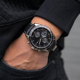  Shop Authentic Tommy Hilfiger Parker Chronograph Quartz Grey Dial Black Leather Strap Watch For Men - 1791838 - Luxxuri