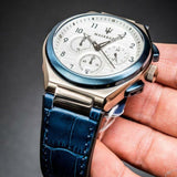  Shop Authentic Maserati Triconic Chronograph White Dial Blue Leather Strap Watch For Men - R8871639001 - Luxxuri