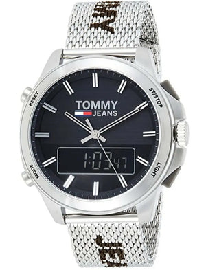 Shop Authentic Tommy Hilfiger Digital Black Dial Silver Mesh Bracelet Watch For Men - 1791765 - Luxxuri