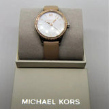  Shop Authentic Michael Kors Layton Mother of Pearl White Dial Brown Leather Strap Watch For Women - MK2910 - Luxxuri