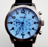  Shop Authentic Fossil Pilot Chronograph Sky Blue Dial Black Leather Strap Watch for Men - FS5162 - Luxxuri