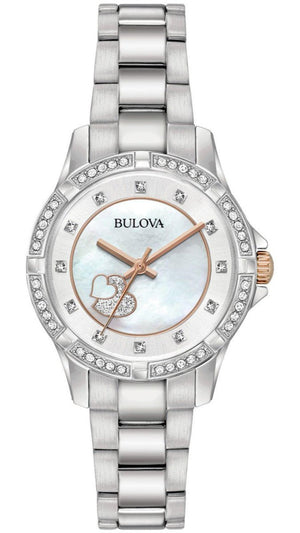  Shop Authentic Bulova Crystal Collection Mother of Pearl Dial Silver Steel Strap Watch for Women - 98L232 - Luxxuri