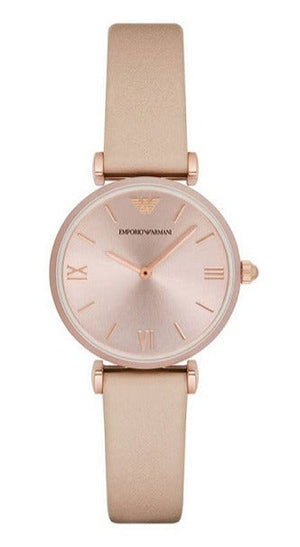  Shop Authentic Emporio Armani Gianni T-Bar Quartz Rose Gold Dial Pink Leather Strap Watch For Women - AR11001 - Luxxuri