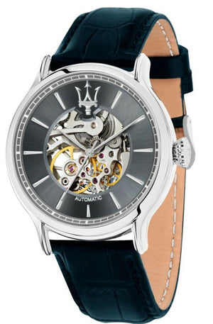  Shop Authentic Maserati Epoca Automatic Skeleton Dial Black Leather Strap Watch For Men - R8821118002 - Luxxuri