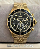  Shop Authentic Michael Kors Bayville Chronograph Black Dial Gold Steel Strap Watch For Men - MK8726 - Luxxuri