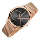  Shop Authentic Calvin Klein Minimal Black Dial Rose Gold Mesh Bracelet Watch for Men - K3M21621 - Luxxuri