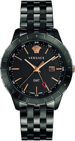  Shop Authentic Versace Univers Quartz Black Dial Black Steel Strap Watch for Men - VEBK00618 - Luxxuri