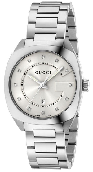  Shop Authentic Gucci GG2570 Diamonds White Dial Silver Steel Strap Watch For Women - YA142403 - Luxxuri