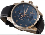 Shop Authentic Hugo Boss Skymaster Chronograph Blue Dial Black Leather Strap Watch for Men - 1513783 - Luxxuri