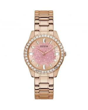  Shop Authentic Guess Glitter Diamonds Pink Dial Rose Gold Steel Strap Watch for Women - GW0405L3 - Luxxuri