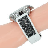  Shop Authentic Guess Swirl Quartz Silver Dial White Silicone Strap Watch for Women - W1096L1 - Luxxuri
