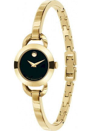  Shop Authentic Movado Rondiro 22mm Black Dial Yellow Gold Steel Strap Watch For Women - 0606888 - Luxxuri