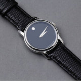  Shop Authentic Movado Museum Black Dial Black Leather Strap Watch For Women - 2100004 - Luxxuri