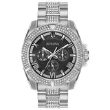  Shop Authentic Bulova Crystal Collection Chronograph Black Dial Two Tone Steel Strap Watch for Men - 96C126 - Luxxuri