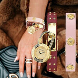  Shop Authentic Versace Medusa Lock Icon Gold Dial Red Leather Strap Watch for Women - VEDW00319 - Luxxuri