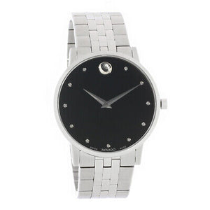  Shop Authentic Movado Museum Classic Diamonds Black Dial Silver Steel Strap Watch for Men - 0607201 - Luxxuri
