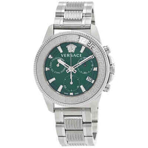  Shop Authentic Versace Greca Action Chronograph Quartz Green Dial Silver Steel Strap Watch for Men - VE3J00422 - Luxxuri