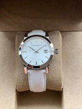  Shop Authentic Burberry The City White Dial White Leather Strap Watch for Women - BU9128 - Luxxuri