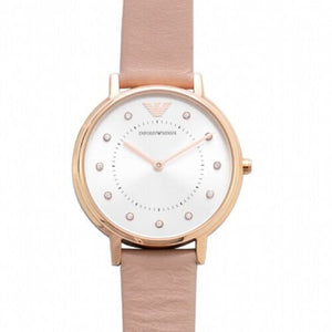  Shop Authentic Emporio Armani Kappa Rose Gold & White Dial Beige Nude Leather Strap Watch For Women - AR2510 - Luxxuri