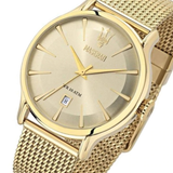  Shop Authentic Maserati Epoca Golden Dial Golden Mesh Bracelet Watch For Men - R8853118003 - Luxxuri