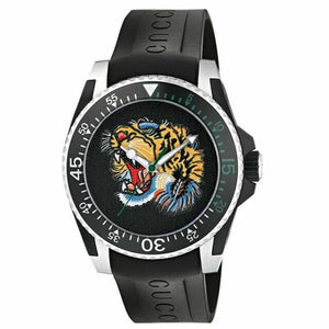  Shop Authentic Gucci Dive Tiger Black Dial Black Rubber Strap Watch For Men - YA136318 - Luxxuri