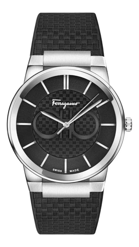  Shop Authentic Salvatore Ferragamo Sapphire Bracelet Black Dial Black Silicone Strap Watch for Men - SFHP01024 - Luxxuri