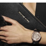  Shop Authentic Michael Kors Catlin Rose Gold Crystal Dial Black Leather Strap Watch for Women - MK2376 - Luxxuri