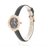  Shop Authentic Swarovski Crystal Flower Black Dial Black Leather Strap Watch for Women - 5552421 - Luxxuri