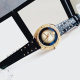  Shop Authentic Versace Shadov Quartz Gold Dial Black Leather Strap Watch for Women - VEBM01118 - Luxxuri