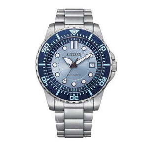 Citizen Mechanical Automatic Blue Dial Silver Steel Strap Watch for Men - NJ0178-81M