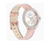  Shop Authentic Swarovski Crystal Frost White Dial Pink Leather Strap Watch for Women - 5519223 - Luxxuri