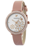  Shop Authentic Swarovski Crystal Frost White Dial Pink Leather Strap Watch for Women - 5519223 - Luxxuri